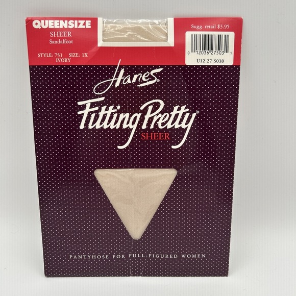Womens Vtg Queensize  Hanes Sheer Pantyhose 1X Ivory New Style 751 Business wear - Picture 1 of 3